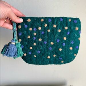 Anthropologie Felted Wool Polka Dot Bag Made In Nepal